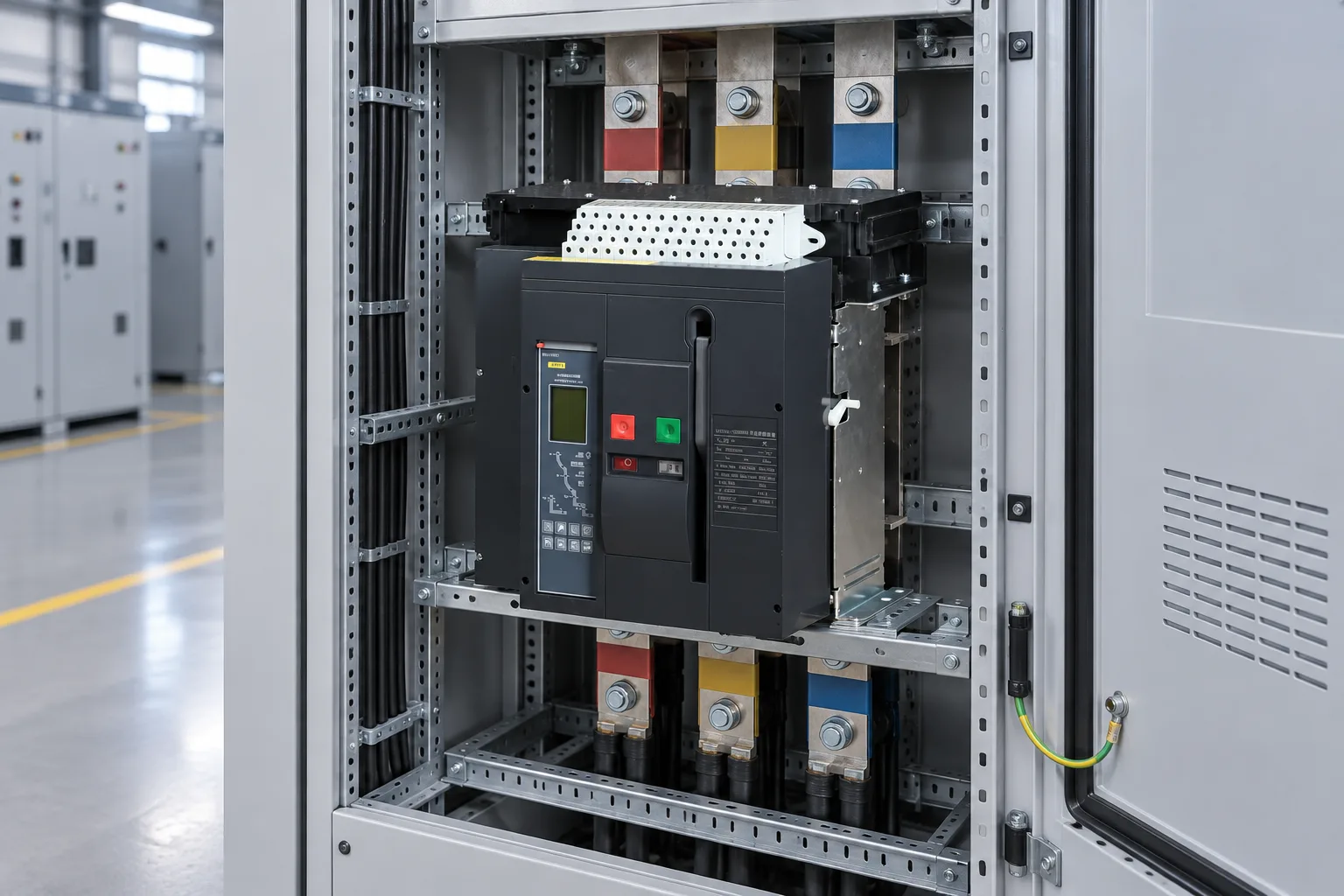 W9 WEW3-1600 air circuit breaker installed in a realistic electrical distribution setting