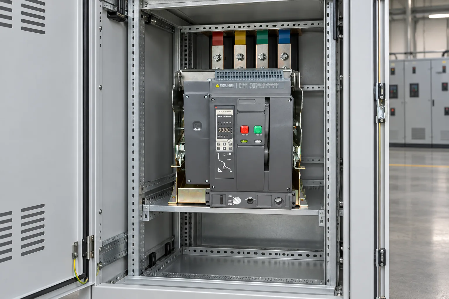 W9 WEW1-1000 air circuit breaker installed in a realistic electrical distribution setting