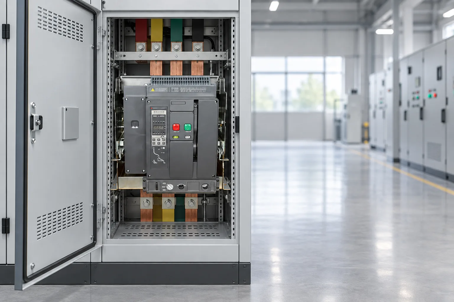 W9 WEW1-1000 air circuit breaker installed in a realistic electrical distribution setting