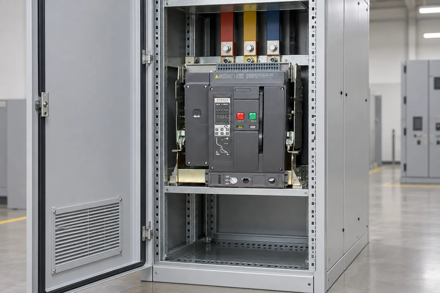 W9 WEW1-1000 air circuit breaker installed in a realistic electrical distribution setting