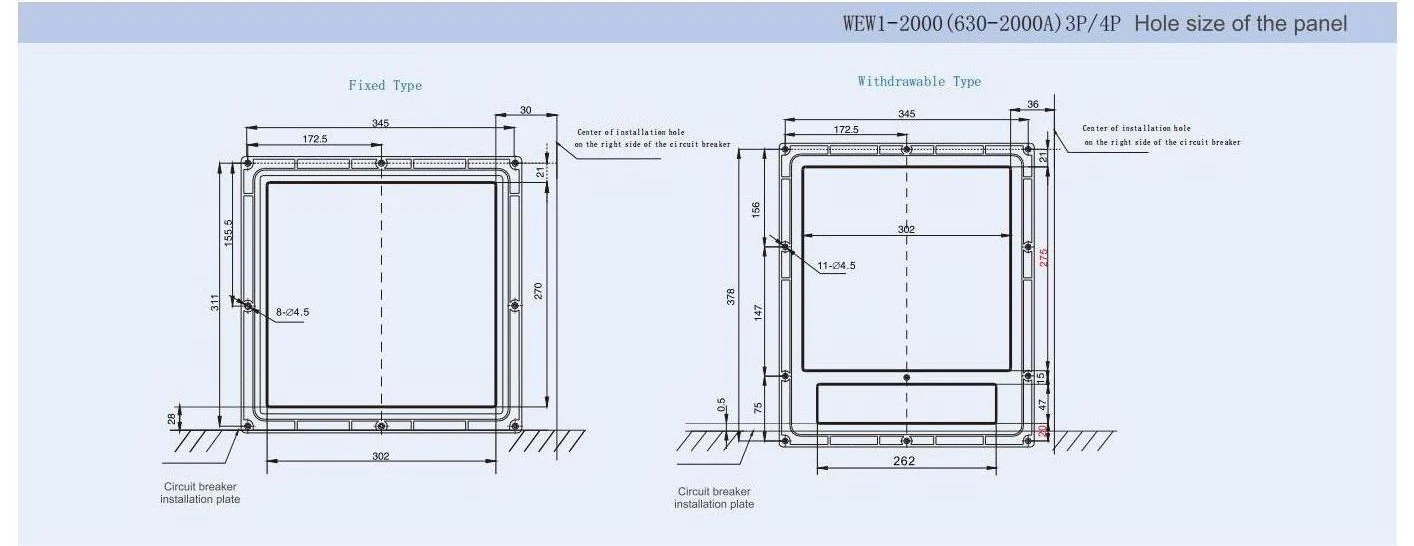 Air circuit breaker WEW1-2000 ACB breaker withdrawable type acb fixed type 400VAC/690VAC 2000A 3/4p acb detail image 3