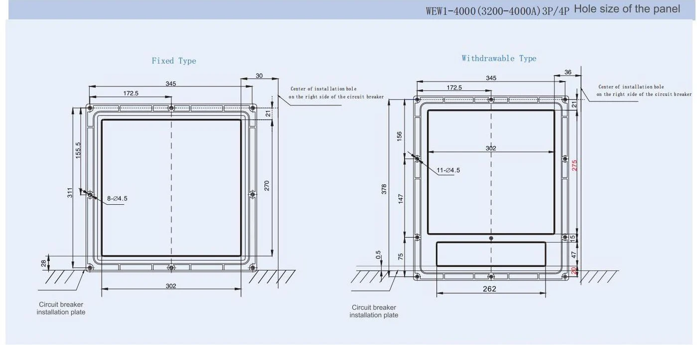Air circuit breaker WEW1-4000 air circuit breaker withdrawable type acb fixed type switch ODM 400VAC/690VAC 4000A 3/4p acb detail image 3