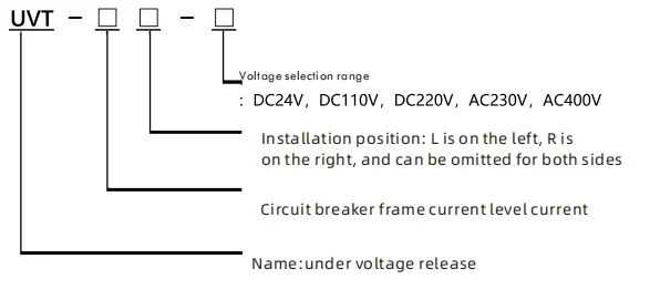 mccb accessories Under voltage contact ac230V ac380V dc240v dc 24v with wiring or termial detail image 1