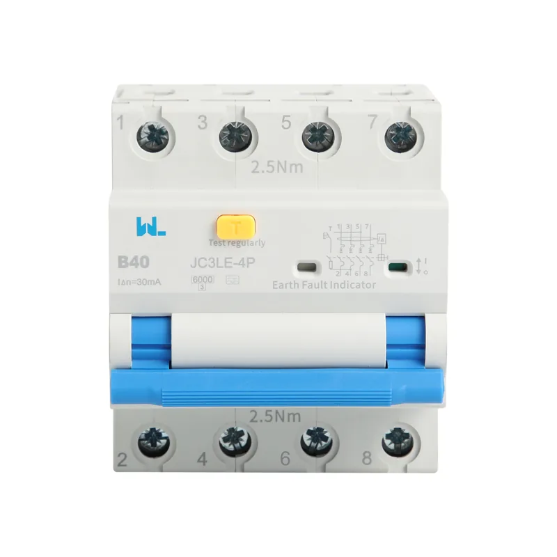 Four-pole RCBO terminals and front marking
