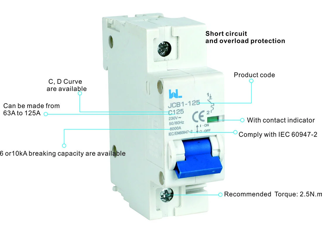 Miniature Circuit Breaker JCB1-125 6kA/10kA detail image 1