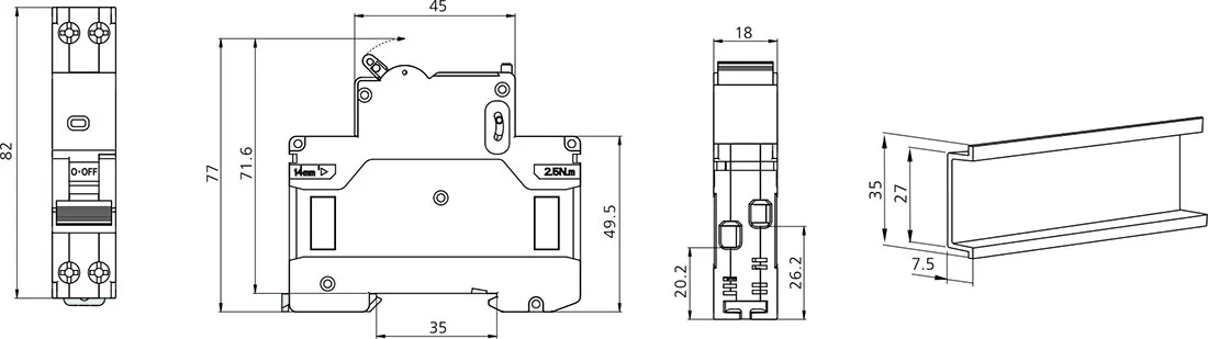 Miniature Circuit Breaker JCB3-40M 6kA 1P+N detail image 3