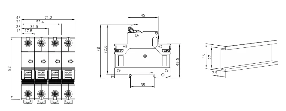 JCB3-63DC Polarity DC Miniature Circuit Breaker (MCB) detail image 2