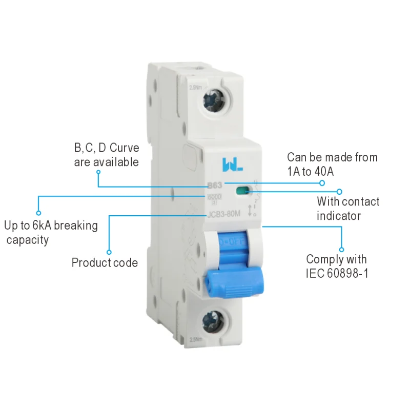 Miniature Circuit Breaker JCB3-80M 6kA detail image 1