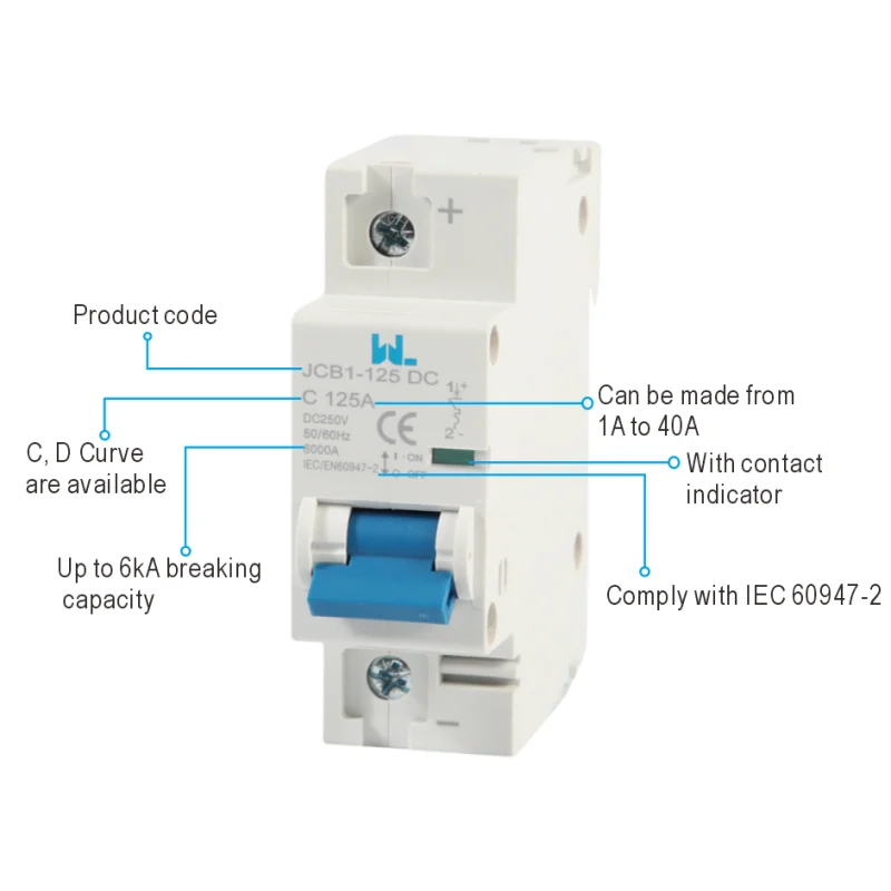 Miniature Circuit Breaker JCB1-125DC 10kA high performance detail image 1