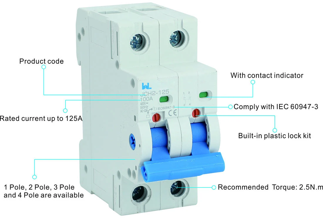 Lsolating Switch JCH3-125 Main Switch Isolator 100A 125A detail image 1