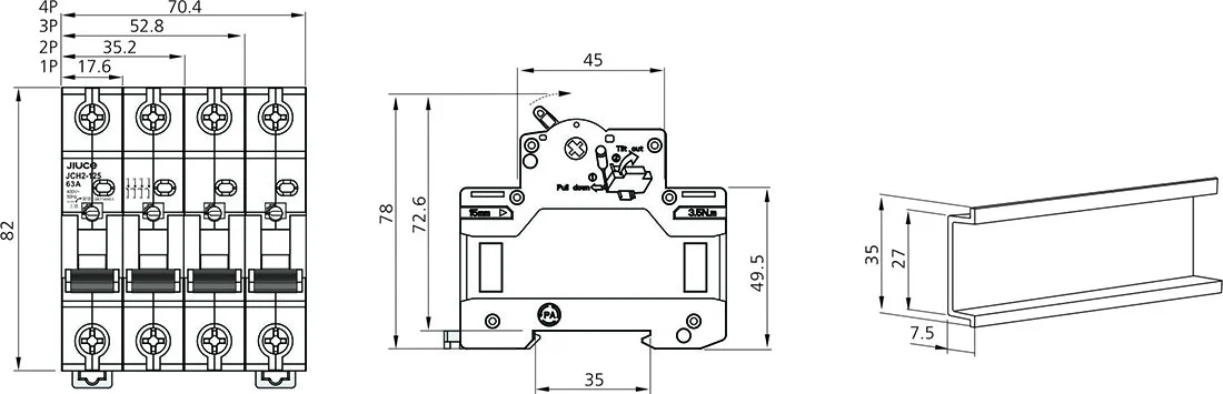 Lsolating Switch JCH2-125 Main Switch Isolator 100A 125A detail image 2