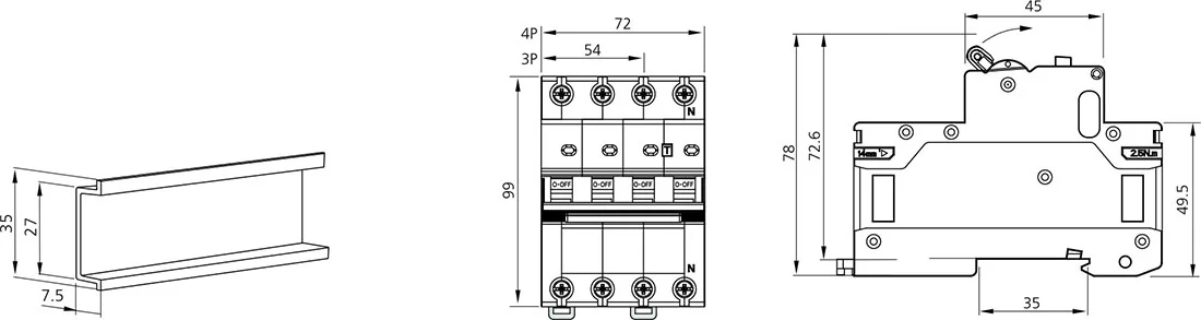 RCBO With Alarm 6kA Safety Switch Circuit Breaker JCB2LE-80M4P+A 4 Pole detail image 3