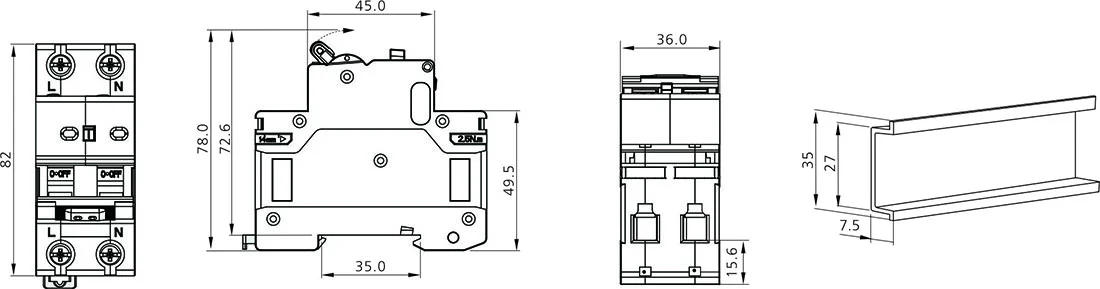 RCBO Residual Current Circuit Breaker With Over Current and Leakage protection，Differential circuit breaker JCB2LE-80M 2 Pole detail image 3
