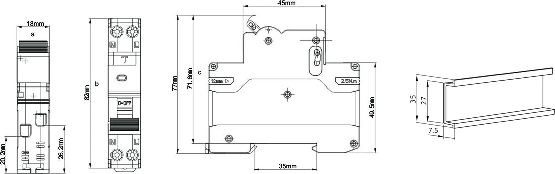RCBO single Module residual current circuit breaker with overload protection JCB2LE-40M 1P+N mini 6kA detail image 3