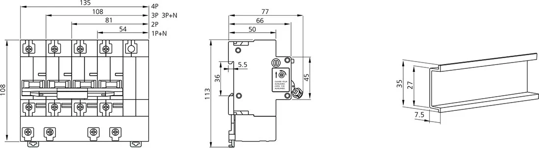 RCBO JCB1LE-125 125A 6kA detail image 3