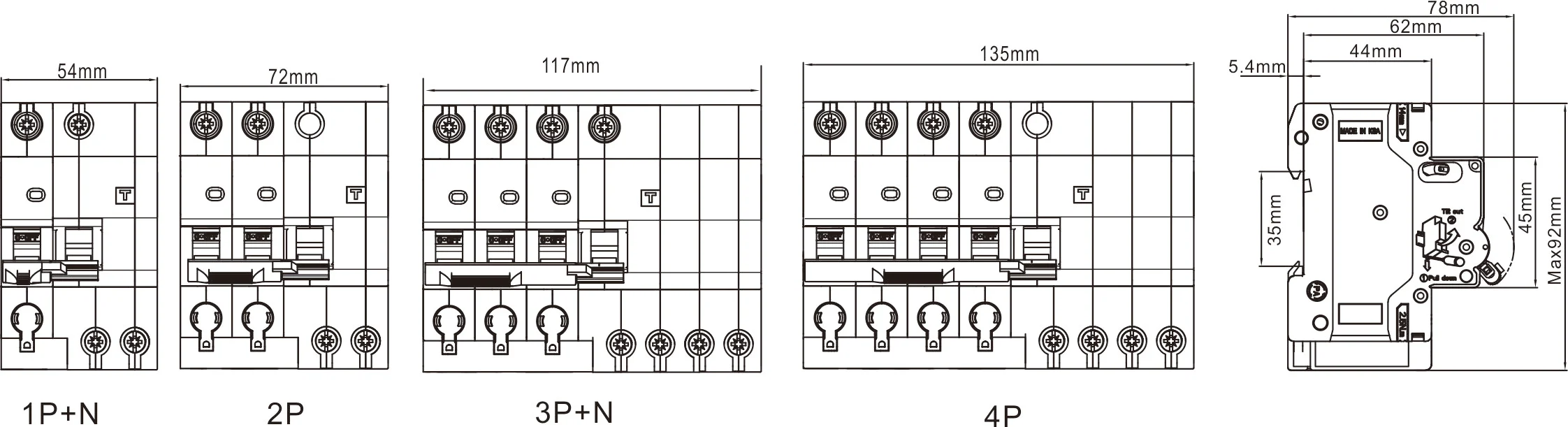 Residual Current Operated Circuit Breaker RCBO JCB3LM-80 ELCB Earth Leakage Circuit Breaker detail image 3