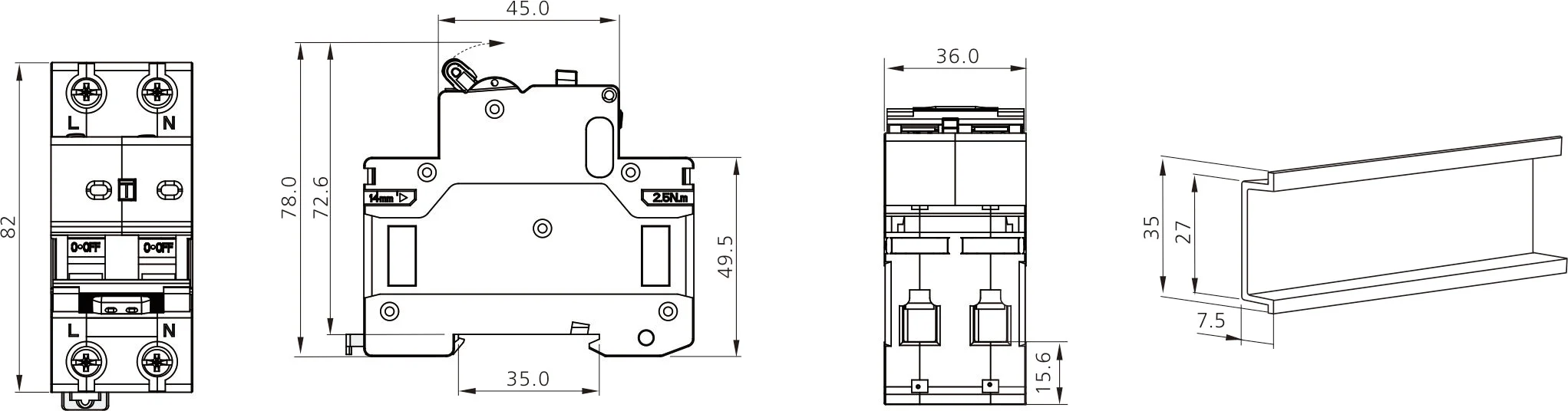RCBO for EV Charger 10kA Differential circuit breaker JCR2-63 2 Pole 1P+N detail image 3