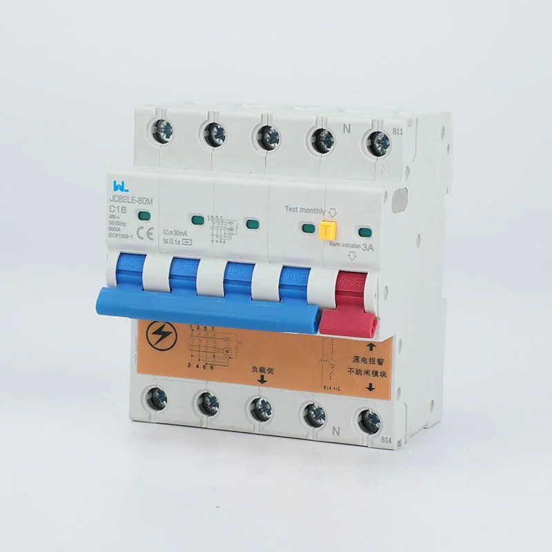 RCBO With Alarm 6kA Safety Switch Circuit Breaker JCB2LE-80M4P+A 4 Pole Gallery image 2