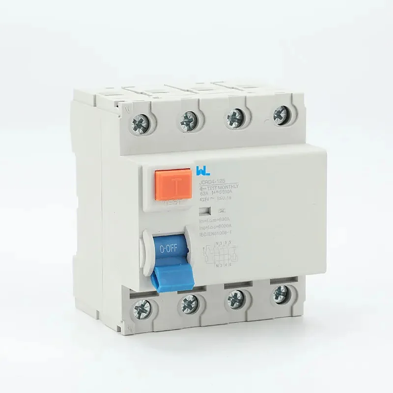 Four-pole residual-current device shown alongside miniature circuit breaker planning