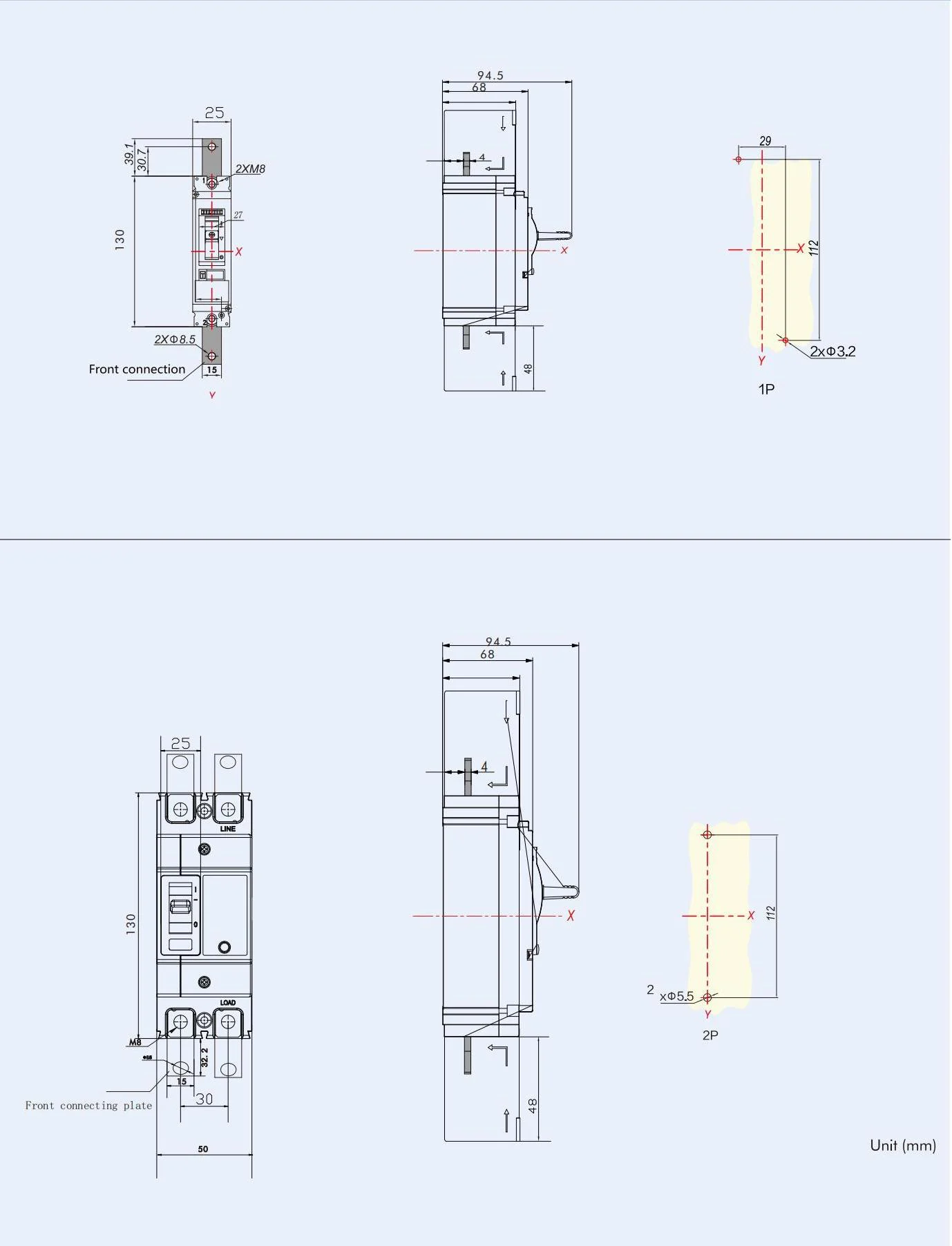 MCCB circuit breaker WLM6 Series thermal magnetic type mccb 400V/690V 125A 3/4 Poles detail image 1