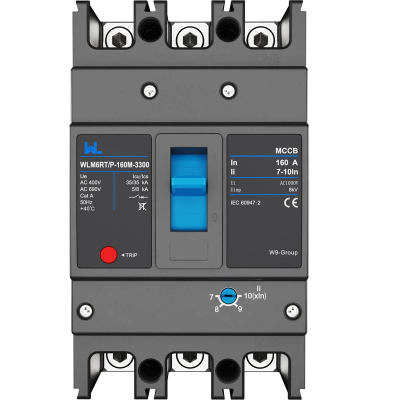 Adjustable Mccb WLM6RT-160A-3300 3P WLM6RT Series thermal magnetic type mccb 400V/690V mccb 125A 3 Poles Gallery image 11