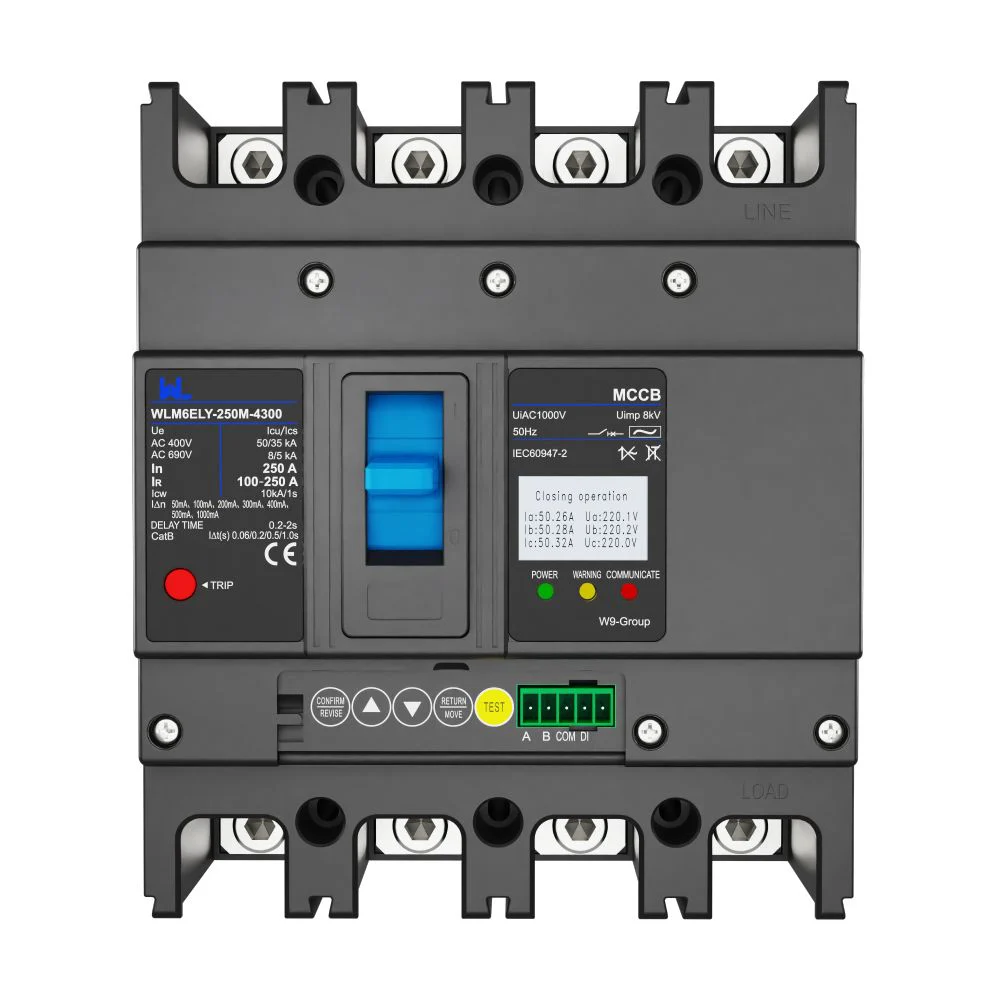 MCCB circuit breaker WLM6ELY-250A-4300 3P WLM6E Series electronic lsig 250A 4 Poles Gallery image 1
