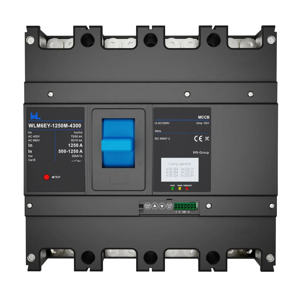 MCCB circuit breaker WLM6EY-1250A-3300 3P/4P liquid crystal type MCCB 1250A electronic 400V/690V 3 Poles /4 Poles with Modbus RS485 Gallery image 4