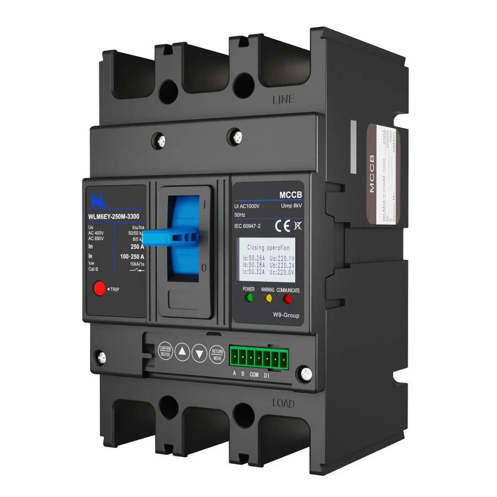 WLM6EY MCCB moulded case circuit breaker front and terminal view