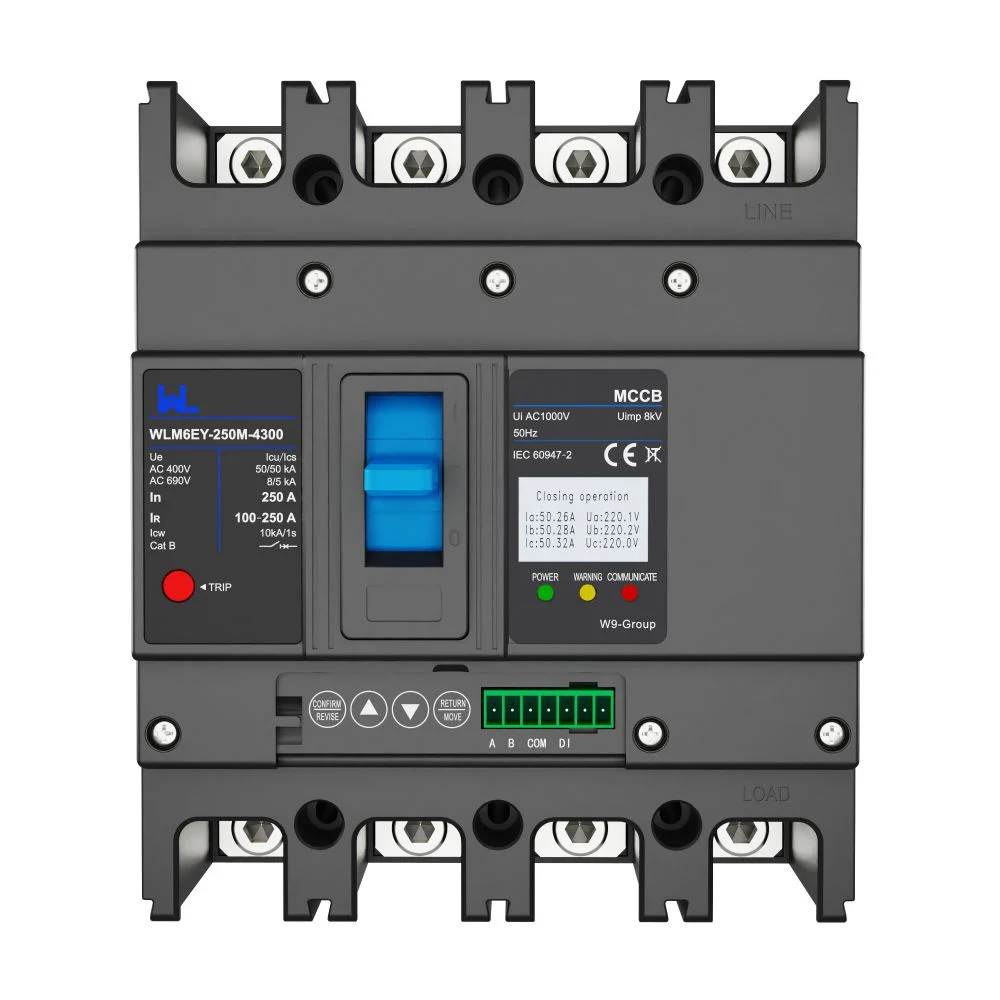 MCCB circuit breaker WLM6EY-250-3300 3P/4P smart home remote control mccb 400VAC 250A 3/4 Poles liquid crystal type with Modbus RS485 Gallery image 4