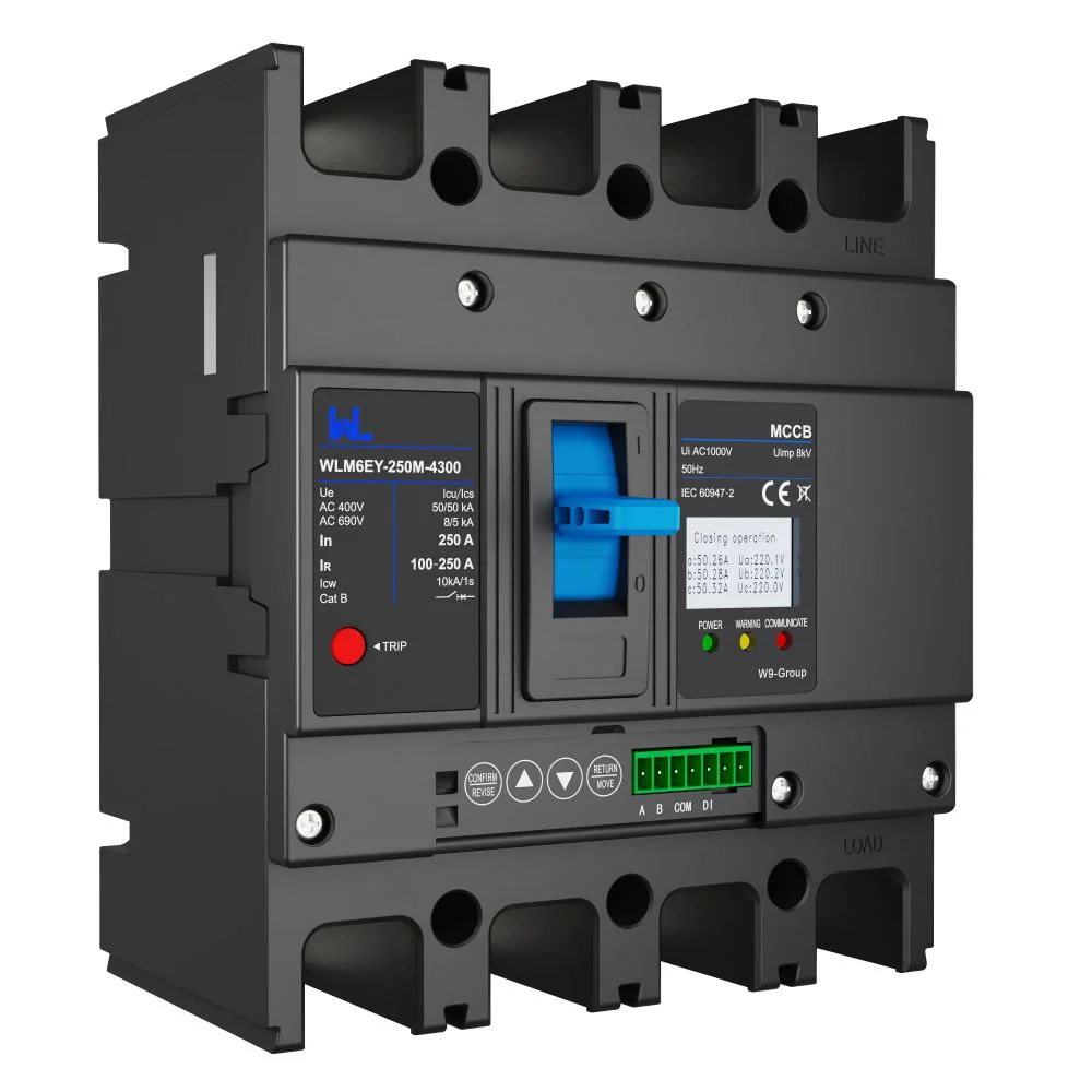 MCCB circuit breaker WLM6EY-250-3300 3P/4P smart home remote control mccb 400VAC 250A 3/4 Poles liquid crystal type with Modbus RS485 Gallery image 5