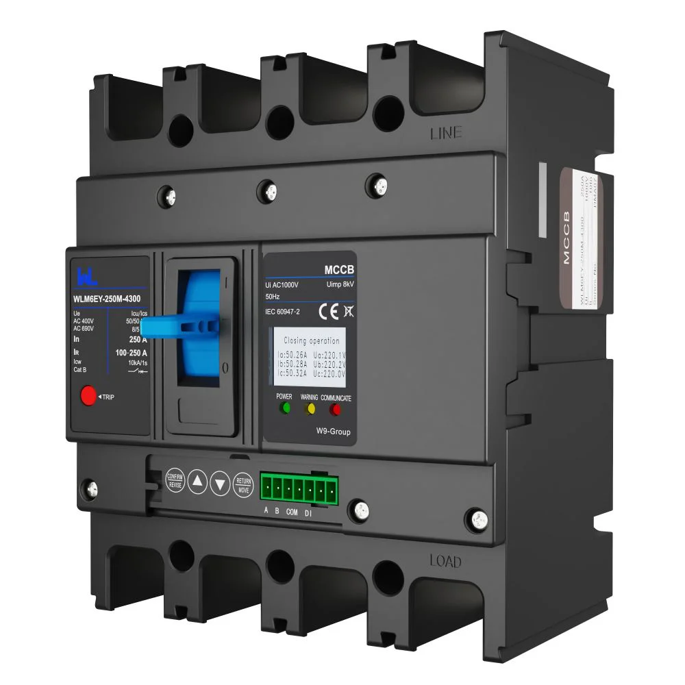 MCCB circuit breaker WLM6EY-250-3300 3P/4P smart home remote control mccb 400VAC 250A 3/4 Poles liquid crystal type with Modbus RS485 Gallery image 6