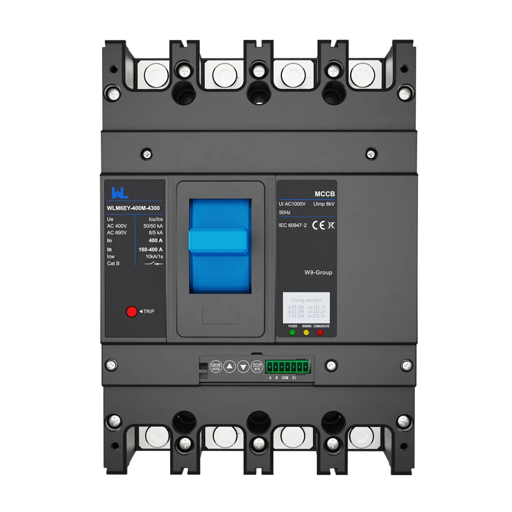MCCB circuit breaker WLM6EY-400-3300 3P/4P remote control 400VAC 400A 3 Poles / 4 Poles liquid crystal type molded with Modbus RS485 Gallery image 4