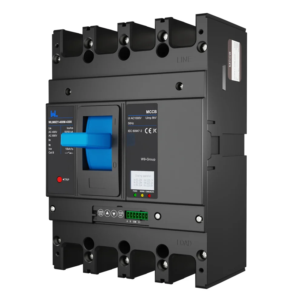 MCCB circuit breaker WLM6EY-400-3300 3P/4P remote control 400VAC 400A 3 Poles / 4 Poles liquid crystal type molded with Modbus RS485 Gallery image 5
