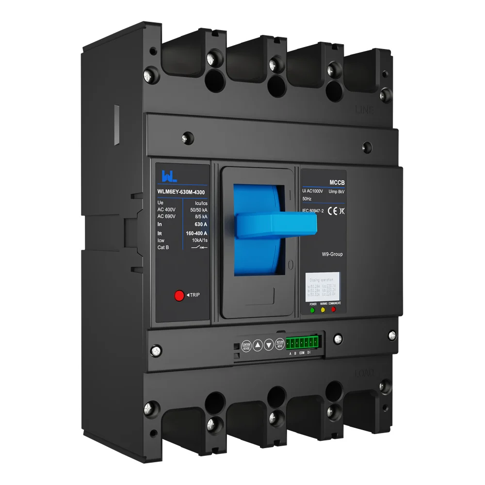 MCCB circuit breaker WLM6EY-630-3300 3P/4P remote control 400VAC 630A 3 Poles/4 Poles liquid crystal type molded with Modbus RS485 Gallery image 5