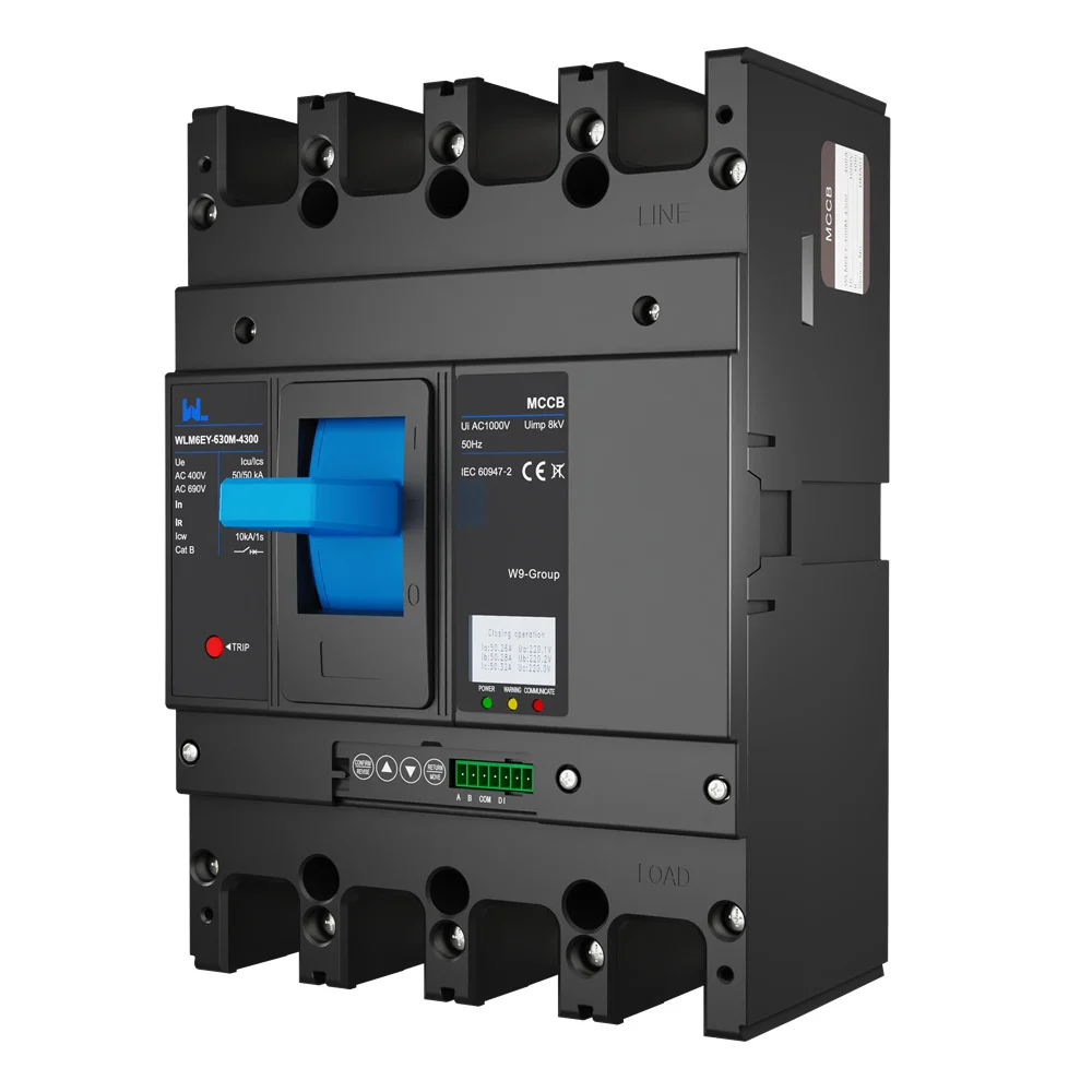 MCCB circuit breaker WLM6EY-630-3300 3P/4P remote control 400VAC 630A 3 Poles/4 Poles liquid crystal type molded with Modbus RS485 Gallery image 6