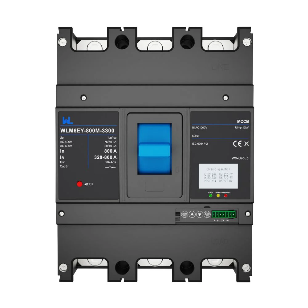 MCCB circuit breaker WLM6EY-800A-3300 3P/4P WLM6E Series electronic type 400V/690V 800 amp 3 Poles/4 Poles built in lsig molded with Modbus RS485 Gallery image 1
