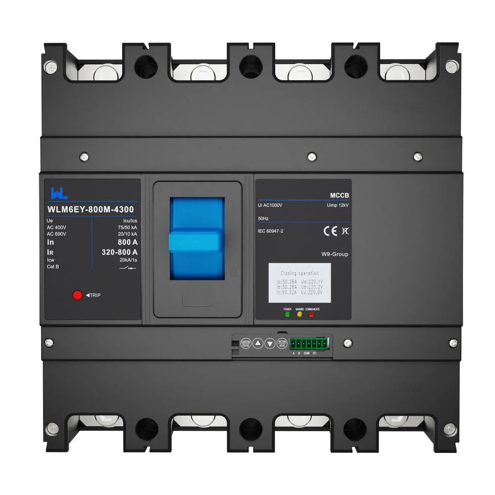MCCB circuit breaker WLM6EY-800A-3300 3P/4P WLM6E Series electronic type 400V/690V 800 amp 3 Poles/4 Poles built in lsig molded with Modbus RS485 Gallery image 4