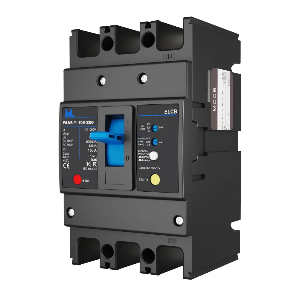 MCCB circuit breaker WLM6LY-160A-4300 4P WLM6L Series RCCB earth leakage protection type 400V 160A 3 poles 4 Poles Gallery image 2