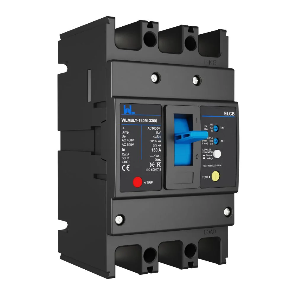 MCCB circuit breaker WLM6LY-160A-4300 4P WLM6L Series RCCB earth leakage protection type 400V 160A 3 poles 4 Poles Gallery image 3