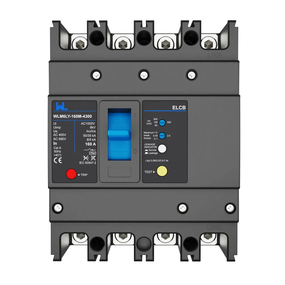 MCCB circuit breaker WLM6LY-160A-4300 4P WLM6L Series RCCB earth leakage protection type 400V 160A 3 poles 4 Poles Gallery image 4