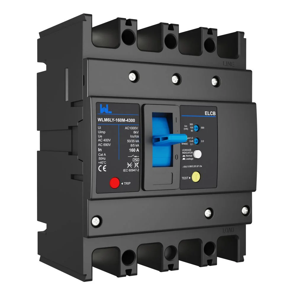 MCCB circuit breaker WLM6LY-160A-4300 4P WLM6L Series RCCB earth leakage protection type 400V 160A 3 poles 4 Poles Gallery image 5