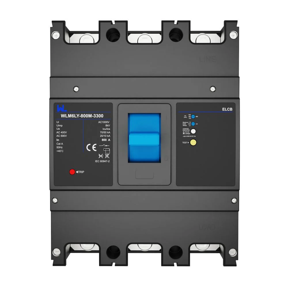 MCCB circuit breaker WLM6LY-800A-4300 4P WLM6L Series earth leakage protection type RCCB 400V 800A 3 poles 4 Poles Gallery image 1