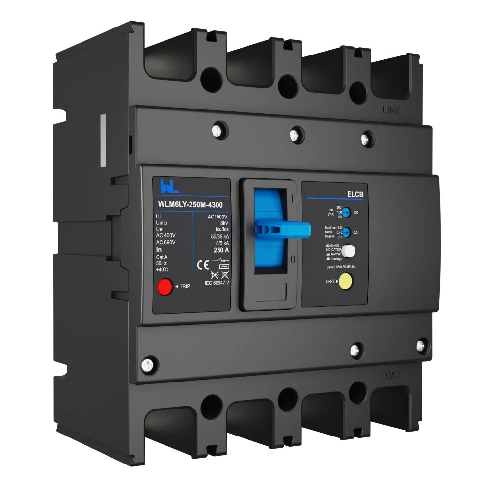 MCCB circuit breaker WLM6LY-250A-4300 4P WLM6L Series earth leakage protection type Residual Current 400V 250A 3 poles 4 Poles Gallery image 2