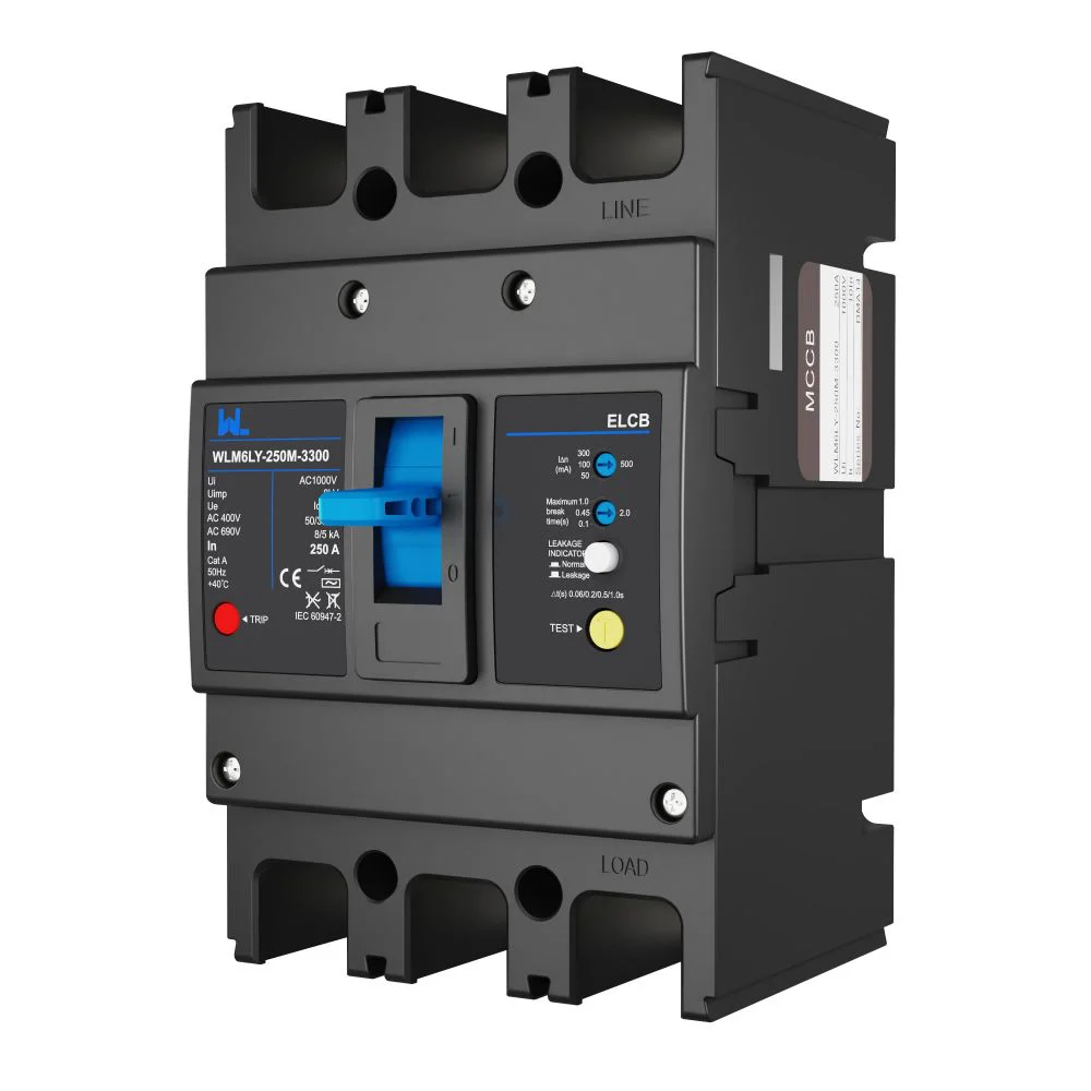 MCCB circuit breaker WLM6LY-250A-4300 4P WLM6L Series earth leakage protection type Residual Current 400V 250A 3 poles 4 Poles Gallery image 3