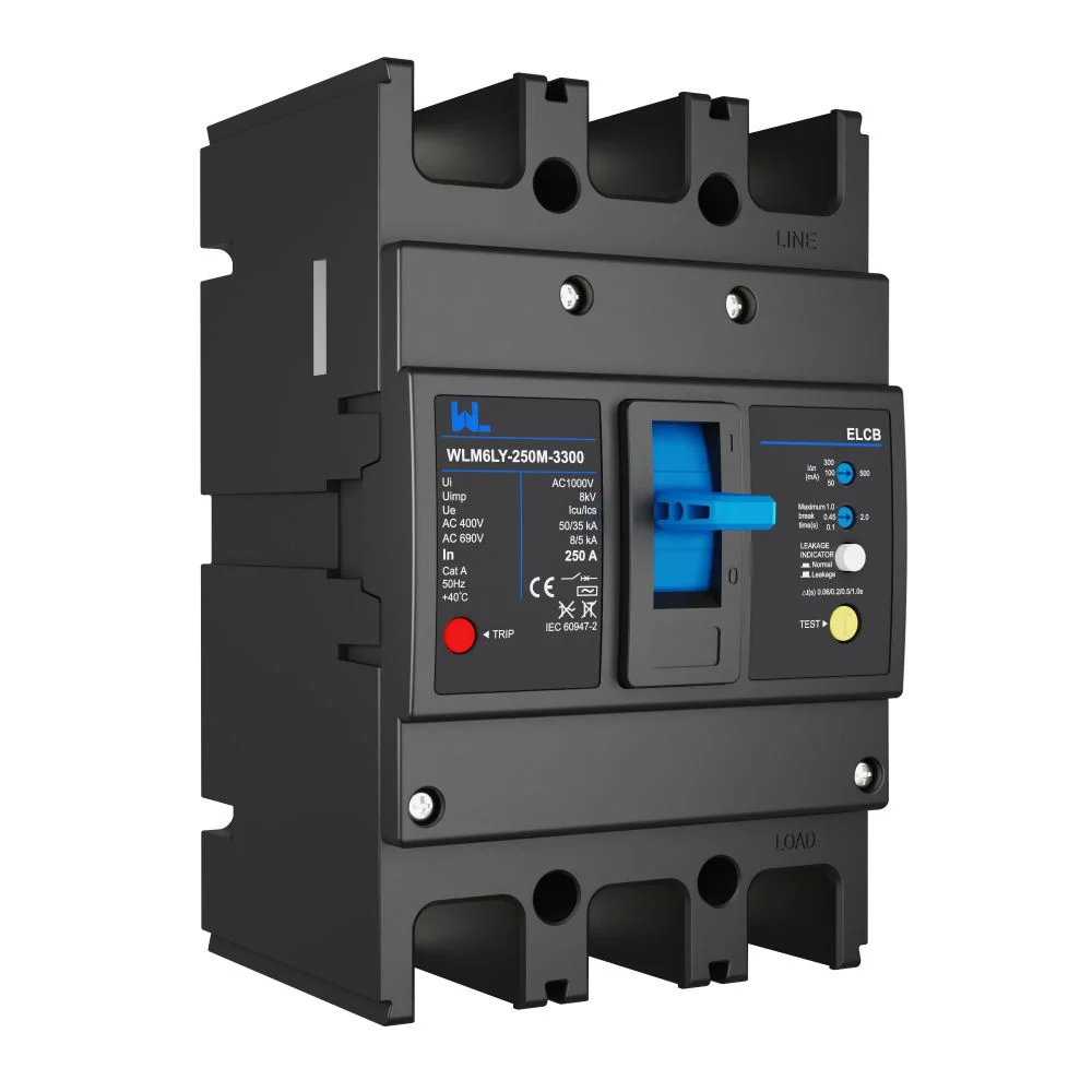 MCCB circuit breaker WLM6LY-250A-4300 4P WLM6L Series earth leakage protection type Residual Current 400V 250A 3 poles 4 Poles Gallery image 4