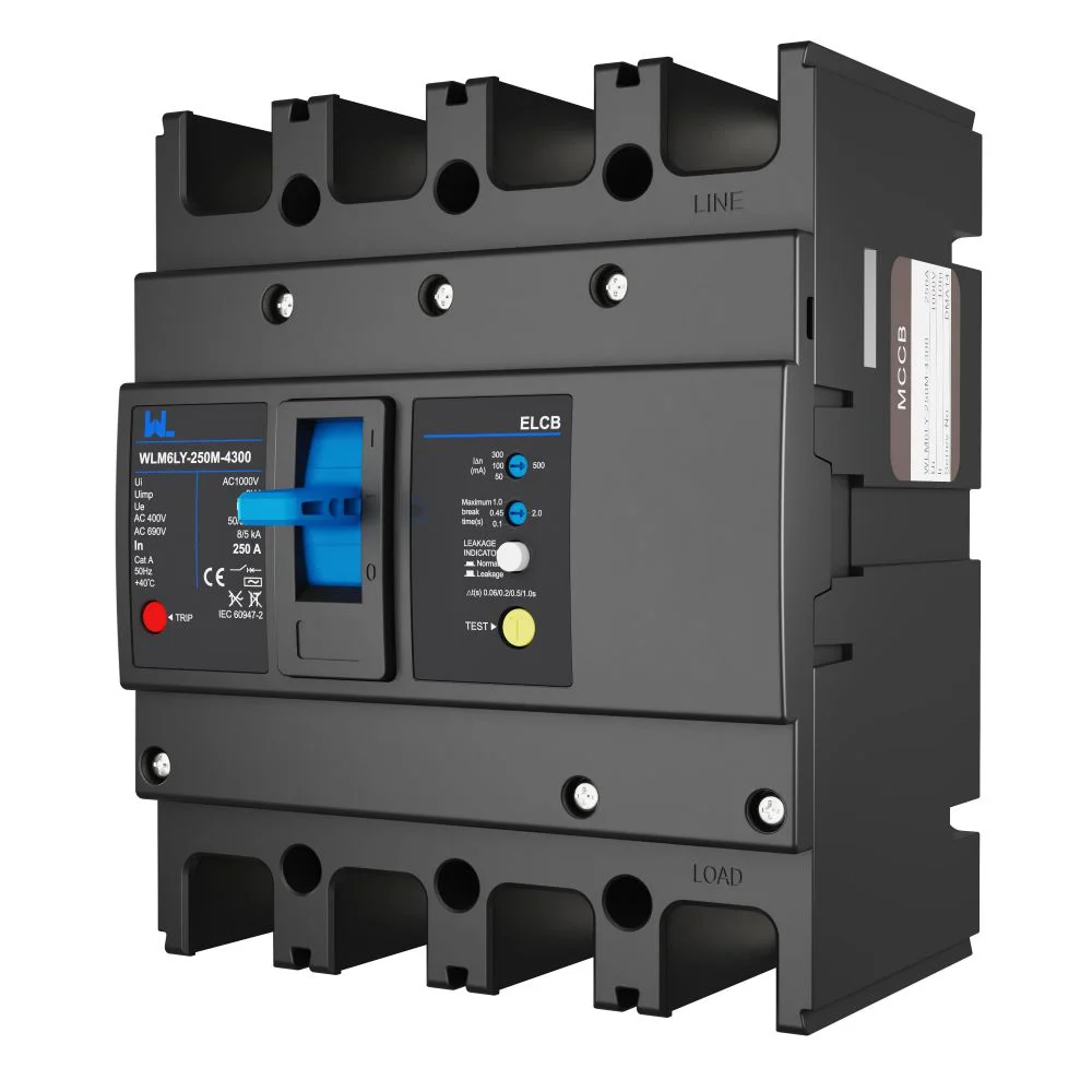 MCCB circuit breaker WLM6LY-250A-4300 4P WLM6L Series earth leakage protection type Residual Current 400V 250A 3 poles 4 Poles Gallery image 5