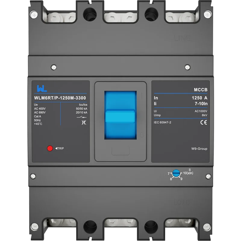 Three-pole moulded-case circuit breaker used on a renewable-energy feeder