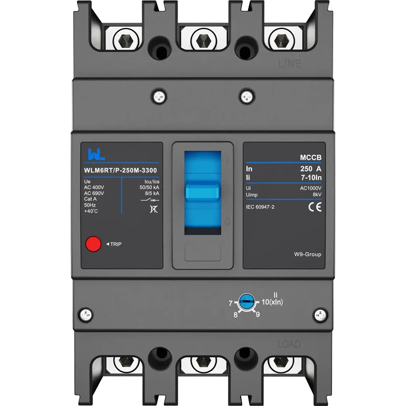 Adjustable Mccb WLM6RT-250A-3300 3P/4P WLM6RT Series industrial thermal magnetic type circuit breaker 400V/690V mccb 250A 3/4 Poles Gallery image 12