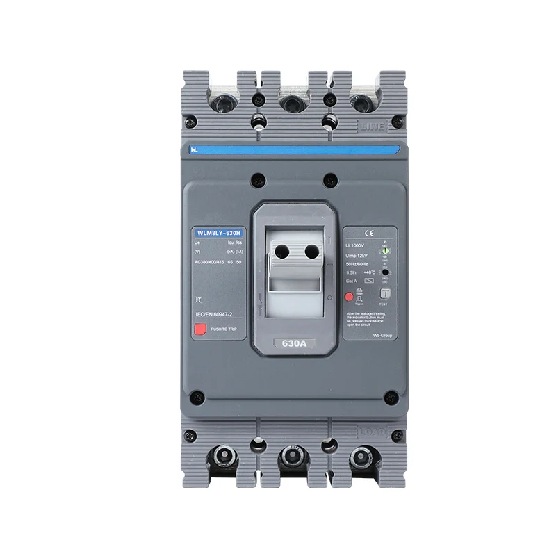 MCCB circuit breaker WLM8LY-630H-3300 WLM8LY Series earth leakage protection type Residual Current 630A 3 poles mccb breaker Gallery image 1