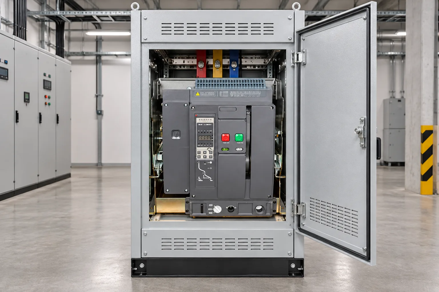 W9 WEW1-1000 withdrawable or fixed air circuit breaker installed in a realistic electrical distribution setting